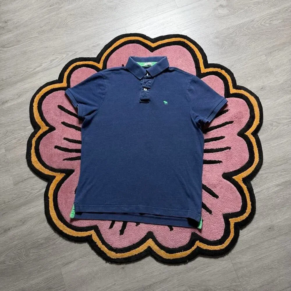 Abercrombie & Fitch Embroidered Logo Muscle Polo Shirt Size 2XL Blue
